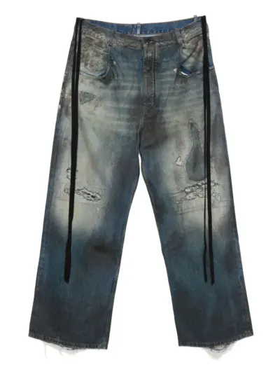 Ann Demeulemeester distressed panelled jeans - Blue