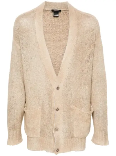 Avant Toi brushed-effect drop-shoulder cardigan - Neutrals