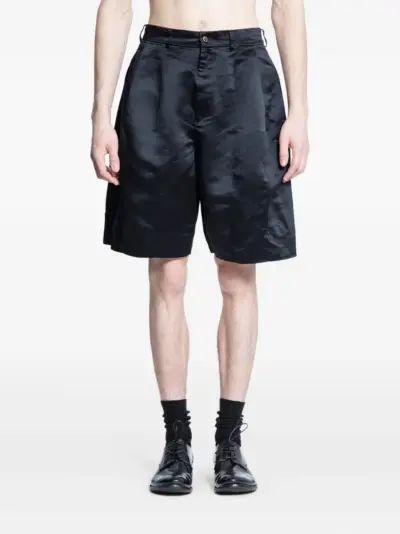 Black Comme Des Garçons pleated satin-effect tailored shorts
