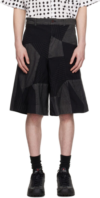 Black Comme des Garçons Black Gabardine Patchwork Shorts