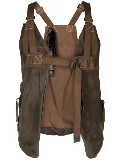 Boris Bidjan Saberi adjustable-buckle detail gilet - Brown