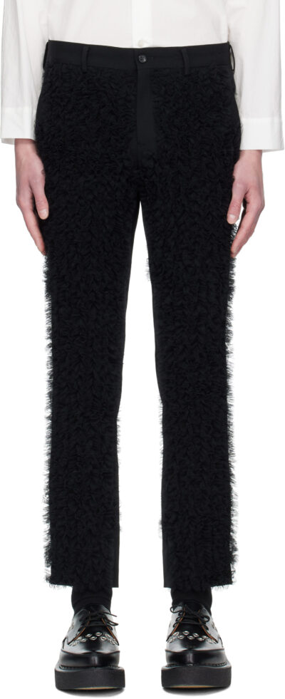 Comme des Garçons Homme Plus Black Wool Gabardine Medium & Nylon Tulle Trousers