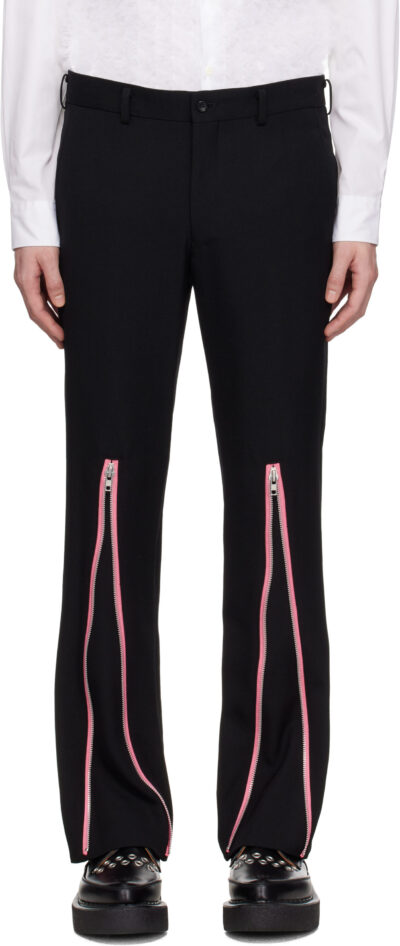 Comme des Garçons Homme Plus Black & Pink Thick Gabardine Zip Trousers