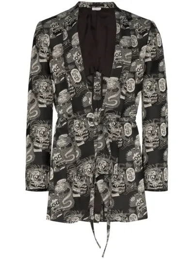 Comme des Garçons Homme Plus Buy Or Die jacquard blazer - Black