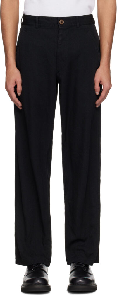 Comme des Garçons Shirt Black Polyester Twill Garment Treated Trousers