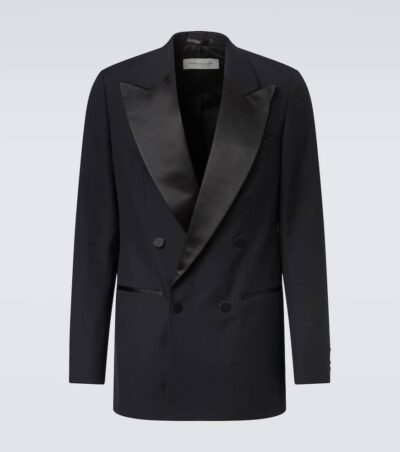 Dries Van Noten Double-breasted wool and silk suit jacket