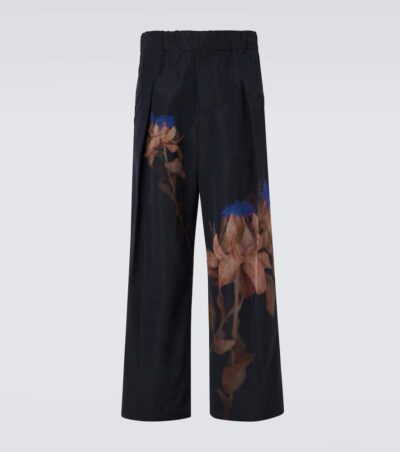Dries Van Noten Pilan floral wool-blend taffeta wide-leg pants