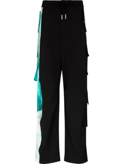 Feng Chen Wang panelled drawstring cargo pants - Black