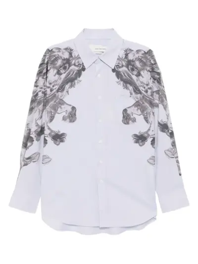 Feng Chen Wang printed long-sleeves shirt - Blue