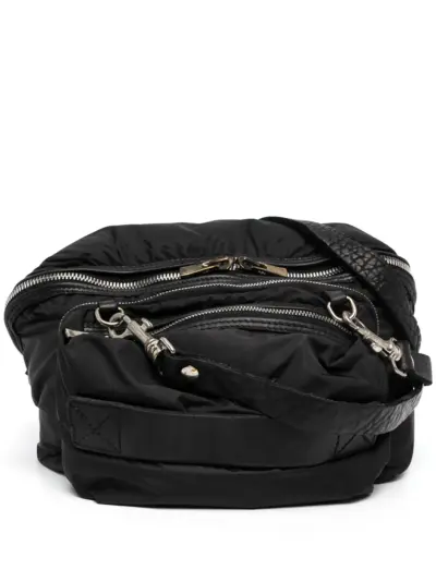Guidi multi-zip pocket leather bag - Black
