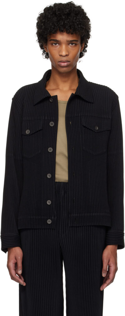 HOMME PLISSÉ ISSEY MIYAKE Black 'Wool Like' Light Jacket