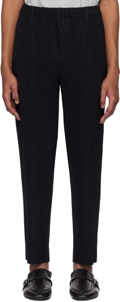 HOMME PLISSÉ ISSEY MIYAKE Black 'Wool Like' Light Trousers