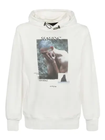 ISO.POETISM print cotton hoodie - White