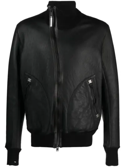 Isaac Sellam Experience off-centre leather bomber jacket - Black
