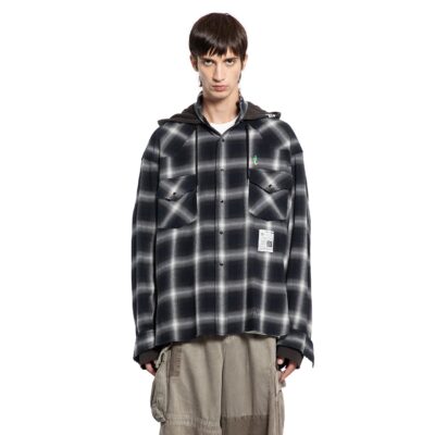 MIHARA YASUHIRO Hoodie Combine Check Shirt
