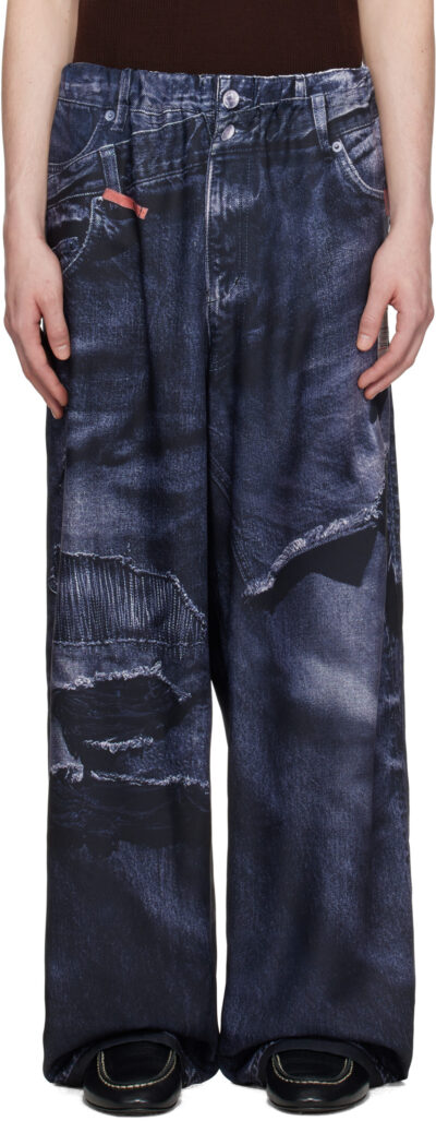 Maison MIHARA YASUHIRO Black TALKING ABOUT THE ABSTRACTION Edition Trompe-l'oeil Wide Trousers