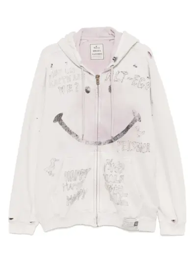 Maison MIHARA YASUHIRO bleached smily-face-print zip-up hoodie - Pink