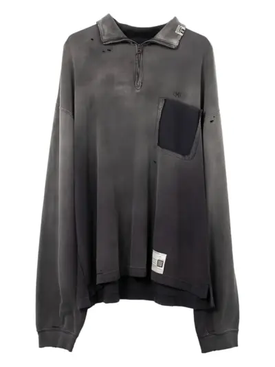 Maison MIHARA YASUHIRO distressed-effect half-zip sweatshirt - Black