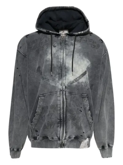 Maison MIHARA YASUHIRO distressed zip-up hoodie - Black