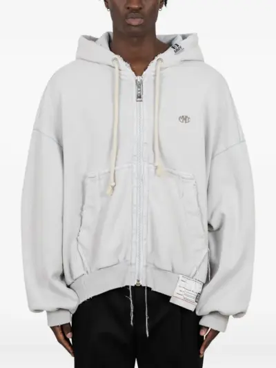 Maison MIHARA YASUHIRO distressed zip-up hoodie - Grey