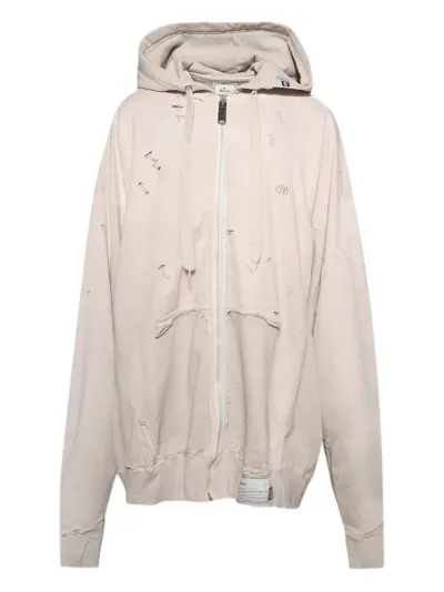 Maison MIHARA YASUHIRO distressed zip-up hoodie - Neutrals
