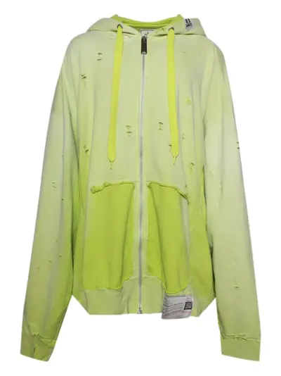Maison MIHARA YASUHIRO distressed zip-up hoodie - Yellow