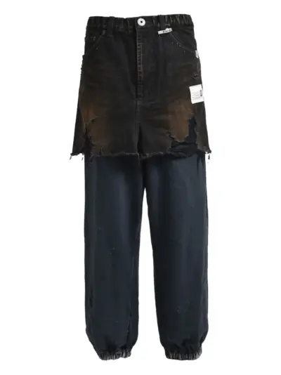 Maison MIHARA YASUHIRO frayed denim-panel jeans - Black