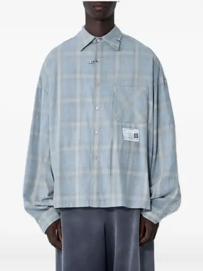 Maison MIHARA YASUHIRO patchwork-plaid cotton shirt - Blue
