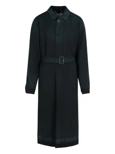 Maison Margiela belted pointed-collar coat - Black