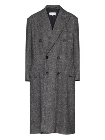 Maison Margiela herringbone double-breasted coat - Grey