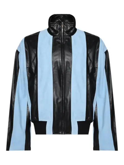 Nahmias striped leather jacket - Blue