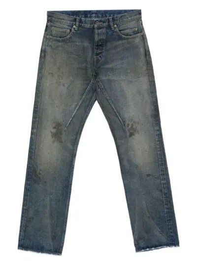 Rick Owens DRKSHDW distressed frayed straight-leg jeans - Blue