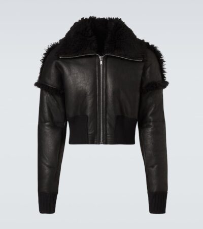 Rick Owens Dracucollar shearling-lined leather jacket