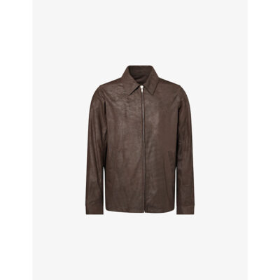 Rick Owens Mens Rick Owens Brad Pointed-Collar Leather Jacket