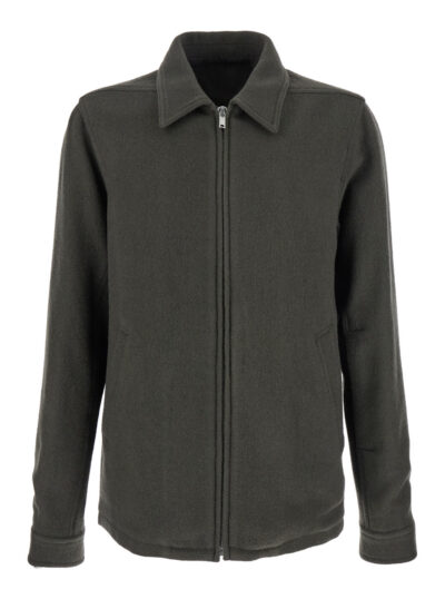 Rick Owens brad Green Jacket With Classic Collar In Wool Man