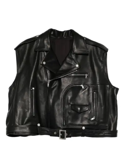 Rick Owens cropped leather jacket - Black