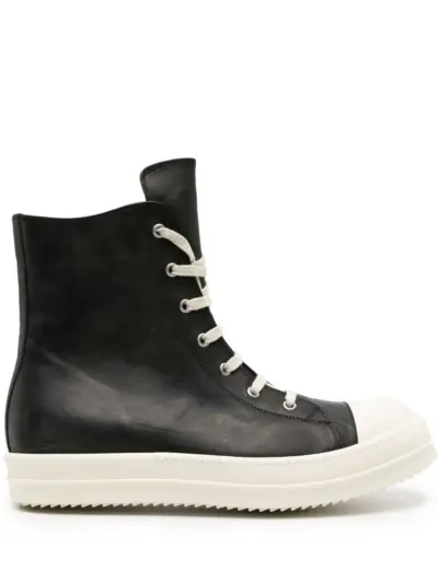 Rick Owens high-top leather sneakers - Black