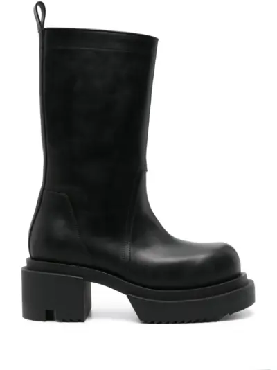 Rick Owens mid-calf leather plaform boots - Black