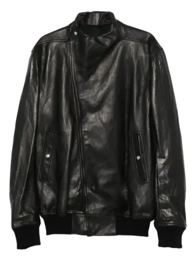 Rick Owens off-centre leather jacket - Black