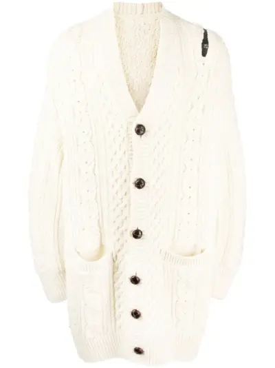 Takahiromiyashita The Soloist zip-detail Aran-knit cardigan - White