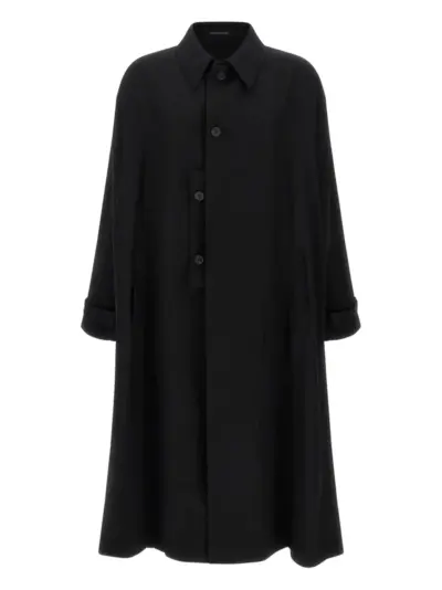 Yohji Yamamoto button-fastening wool coat - Black