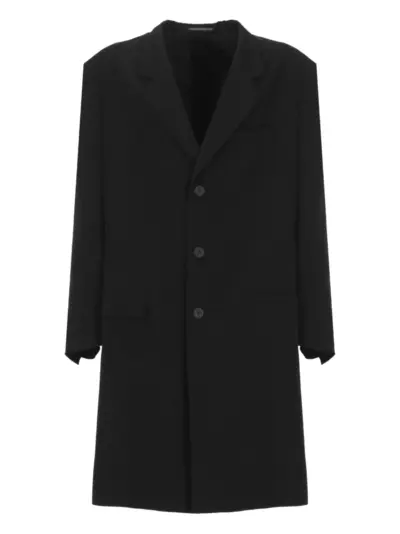 Yohji Yamamoto lapel-collar three-pocket coat - Black
