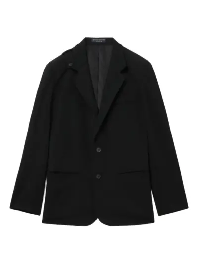 Yohji Yamamoto notched shoulder-detail wool blazer - Black