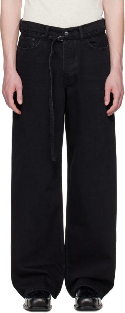 032c Black 'Down To Earth' Wide Leg Jeans