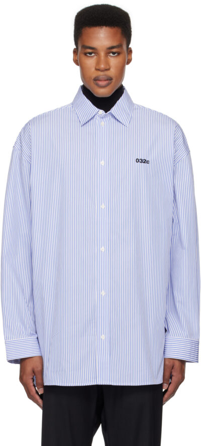032c Blue & White Office Oversized Shirt