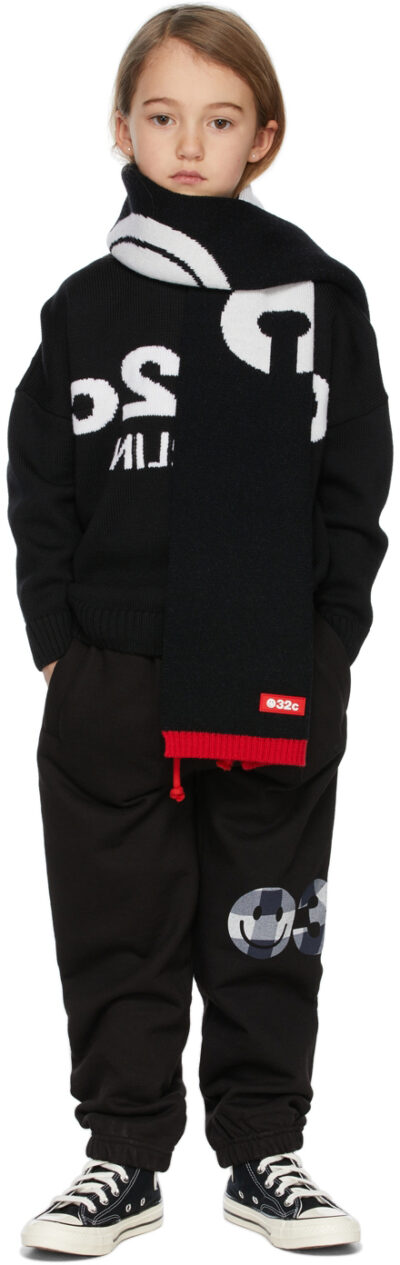 032c SSENSE Exclusive Kids Black Smiley Logo Lounge Pants