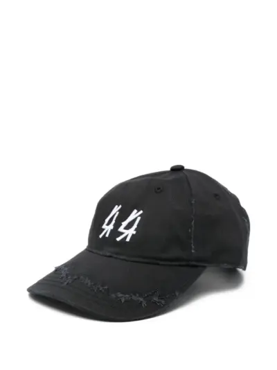 44 LABEL GROUP 44 Distressed Cotton Gabardine Cap - Black