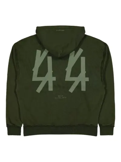 44 LABEL GROUP logo-print kangaroo-pocket hoodie - Green