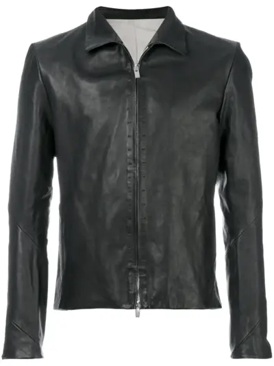 A Diciannoveventitre slim-fit leather jacket - Black