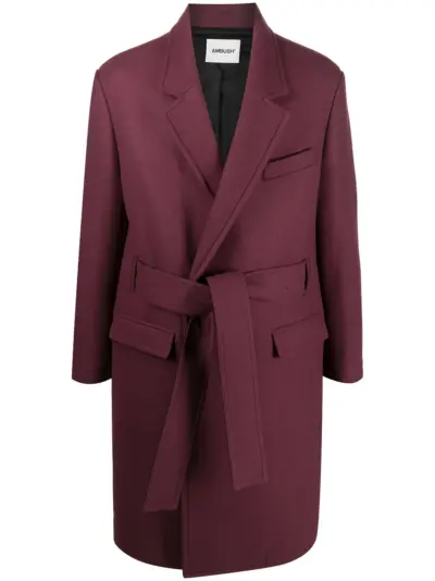 AMBUSH belted single-breasted coat - Red